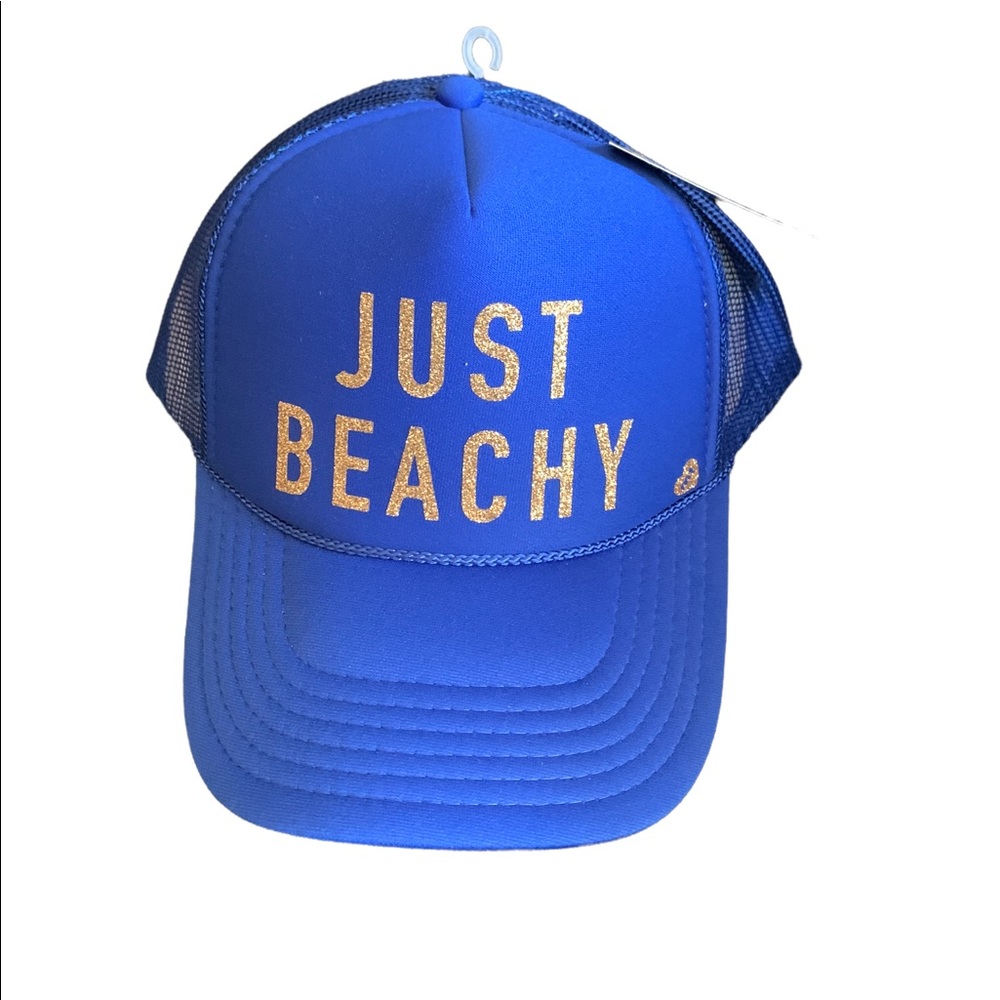 New Just Beachy Mother Trucker Adjustable Snapback Cap Blue